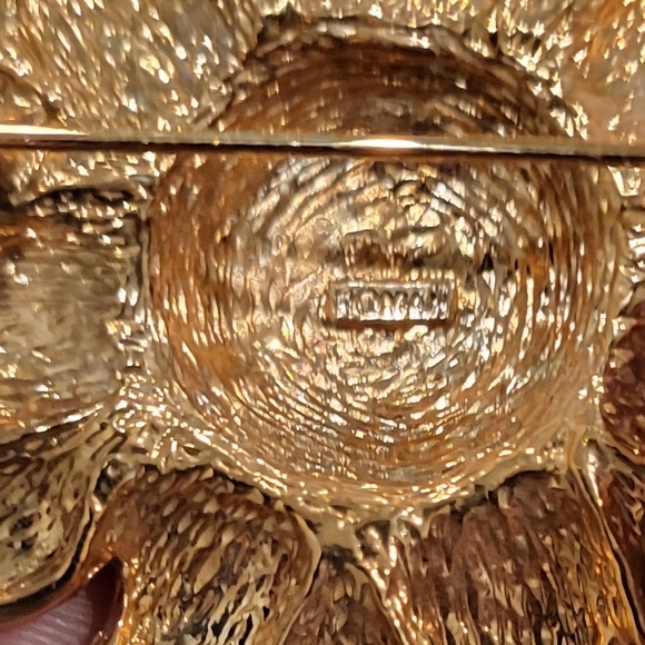 Vintage Signed Roman Sunflower Gold tone and Rhinestone Brooch Pin - Picture 3 of 4